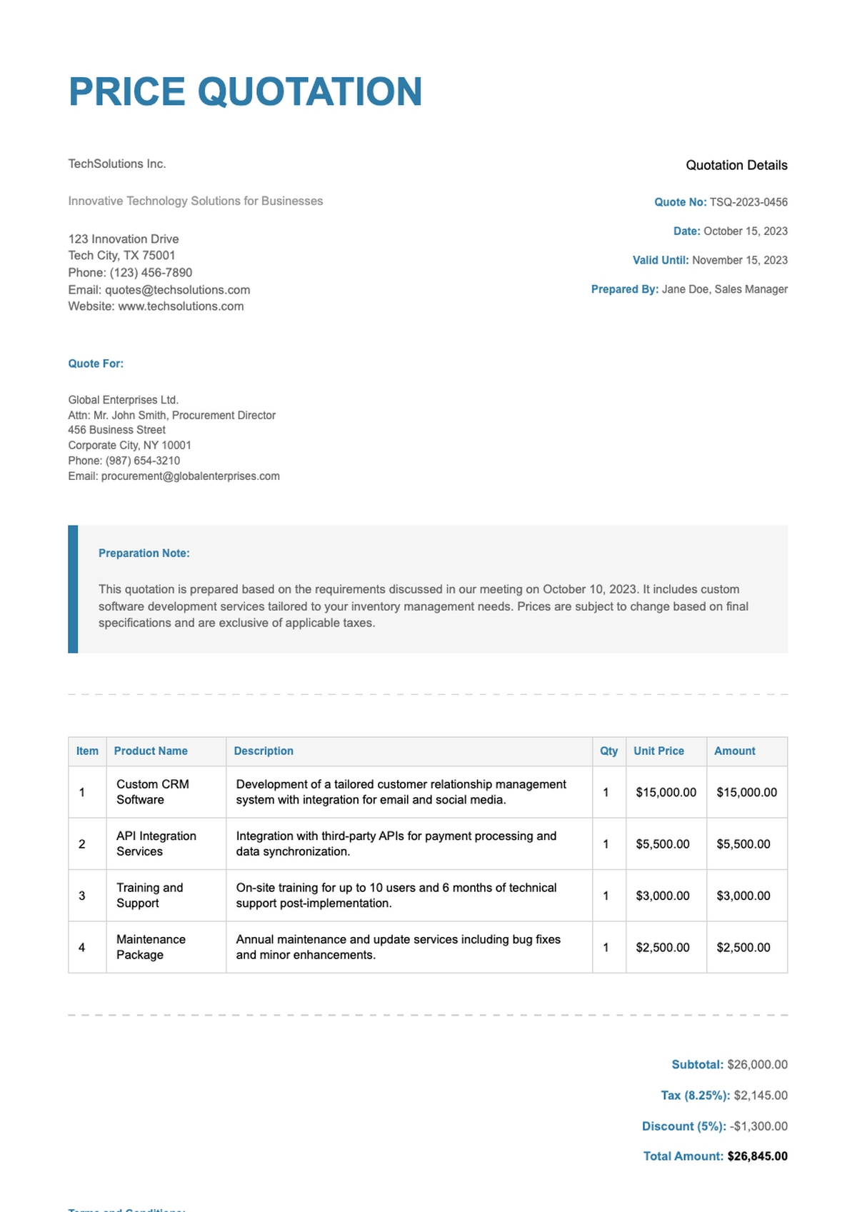 Professional price quote template with company branding and VAT calculation_variant_1